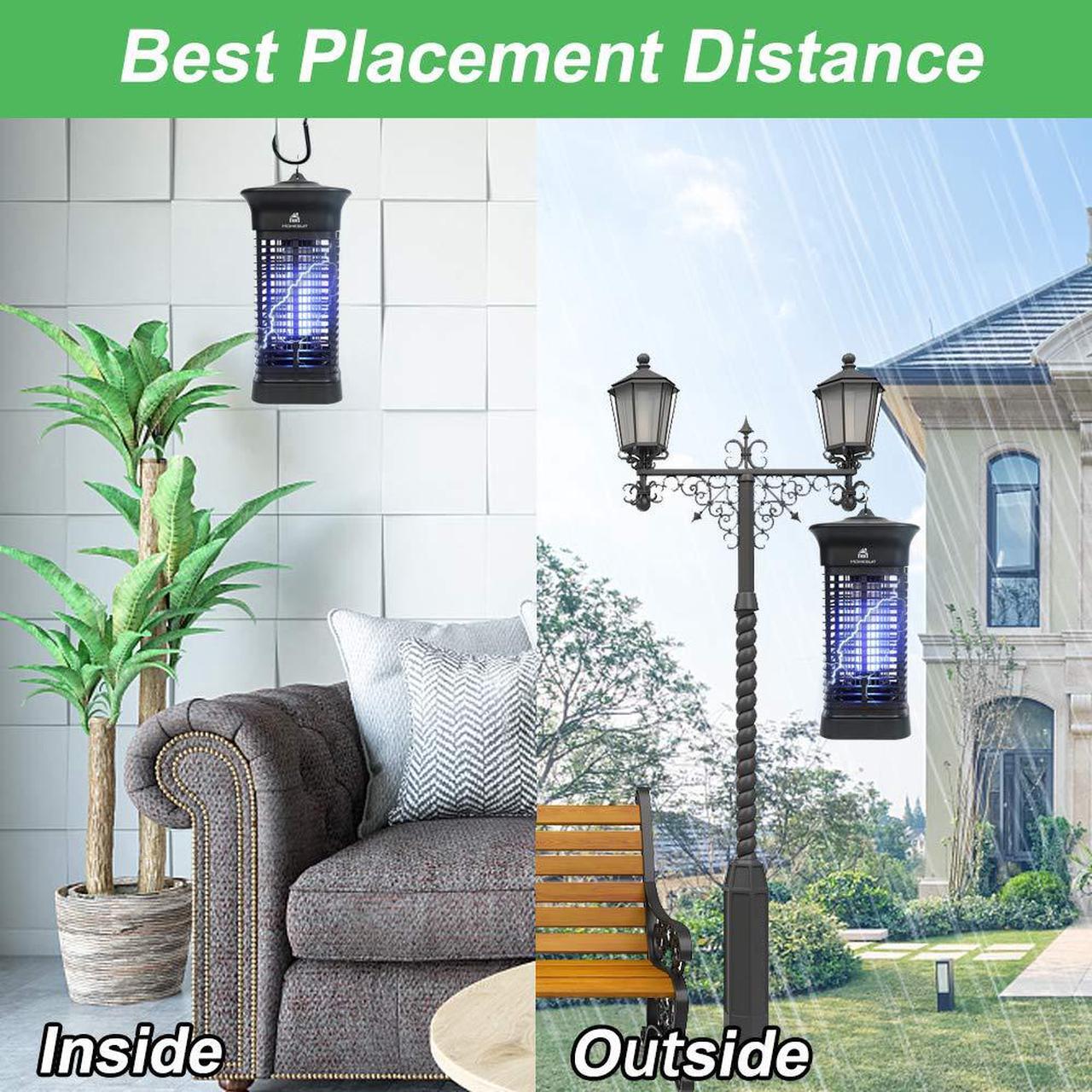 Alt view image 6 of 6 - Homesuit Bug Zapper 15W for Outdoor and Indoor ,High Powered 4000V Electric Mosquito Zappers Killer , Waterproof Insect Fly Trap Outdoor ,Electronic Light Bulb Lamp for Home Backyard Patio