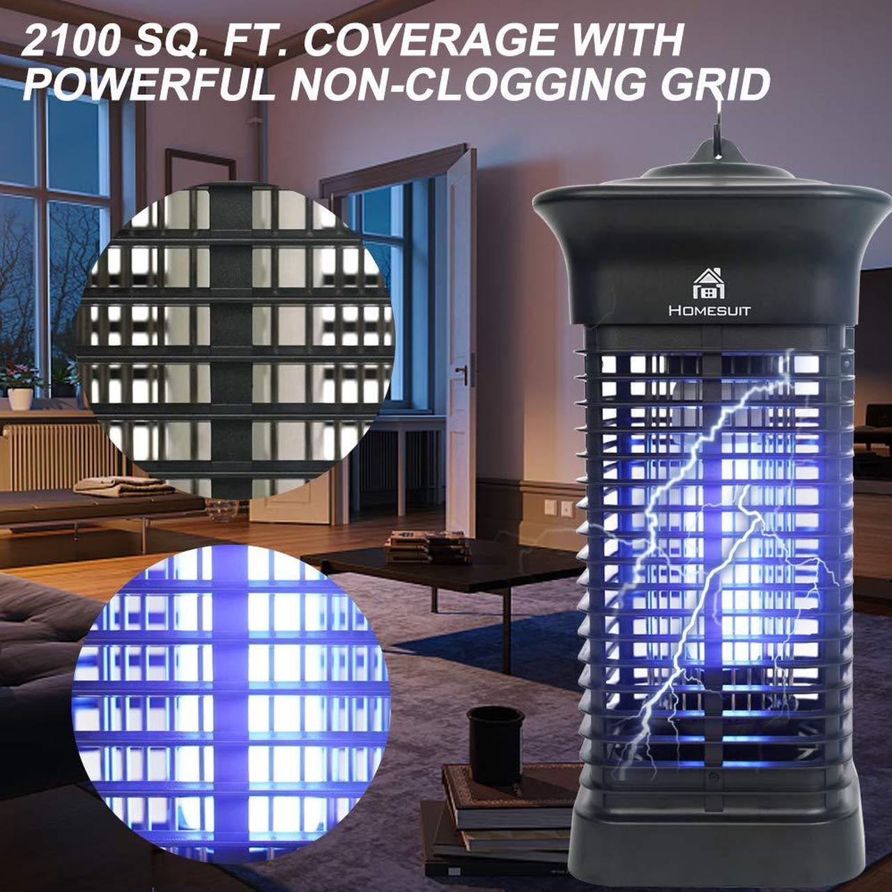 Alt view image 4 of 6 - Homesuit Bug Zapper 15W for Outdoor and Indoor ,High Powered 4000V Electric Mosquito Zappers Killer , Waterproof Insect Fly Trap Outdoor ,Electronic Light Bulb Lamp for Home Backyard Patio