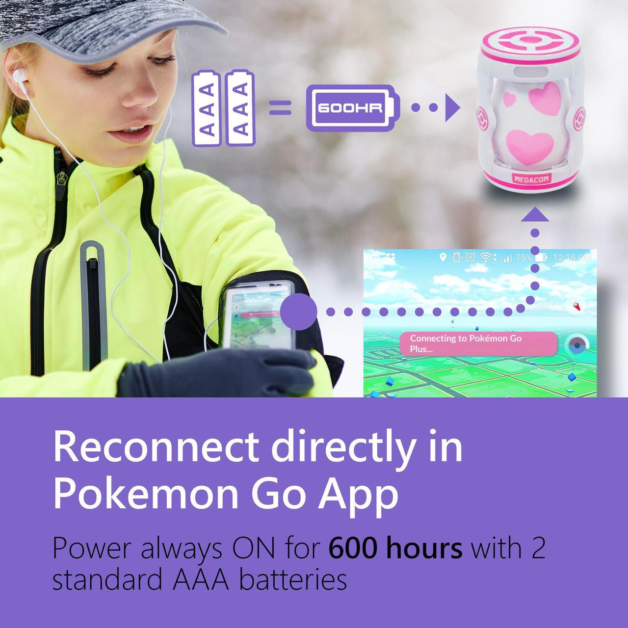 Alt view image 3 of 5 - MEGACOM  Catchmon Go Auto Catcher for Pokemon Go Plus – Portable Always On Pokemon Go Plus Auto Catch Accessory – Wireless Bluetooth Catcher for iPhone & Android with Long Lasting Battery, Pink
