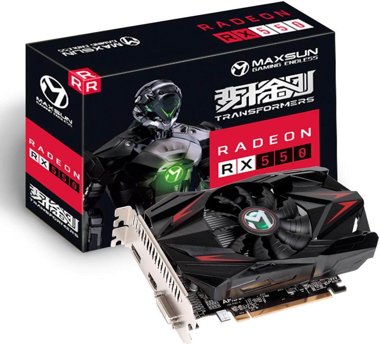 MAXSUN AMD Radeon RX 550 4GB GDDR5 ITX Computer PC Gaming Video Graphics Card GPU 128-Bit DirectX 12 PCI Express X16 3.0 DVI-D Dual Link, HDMI, DisplayPort