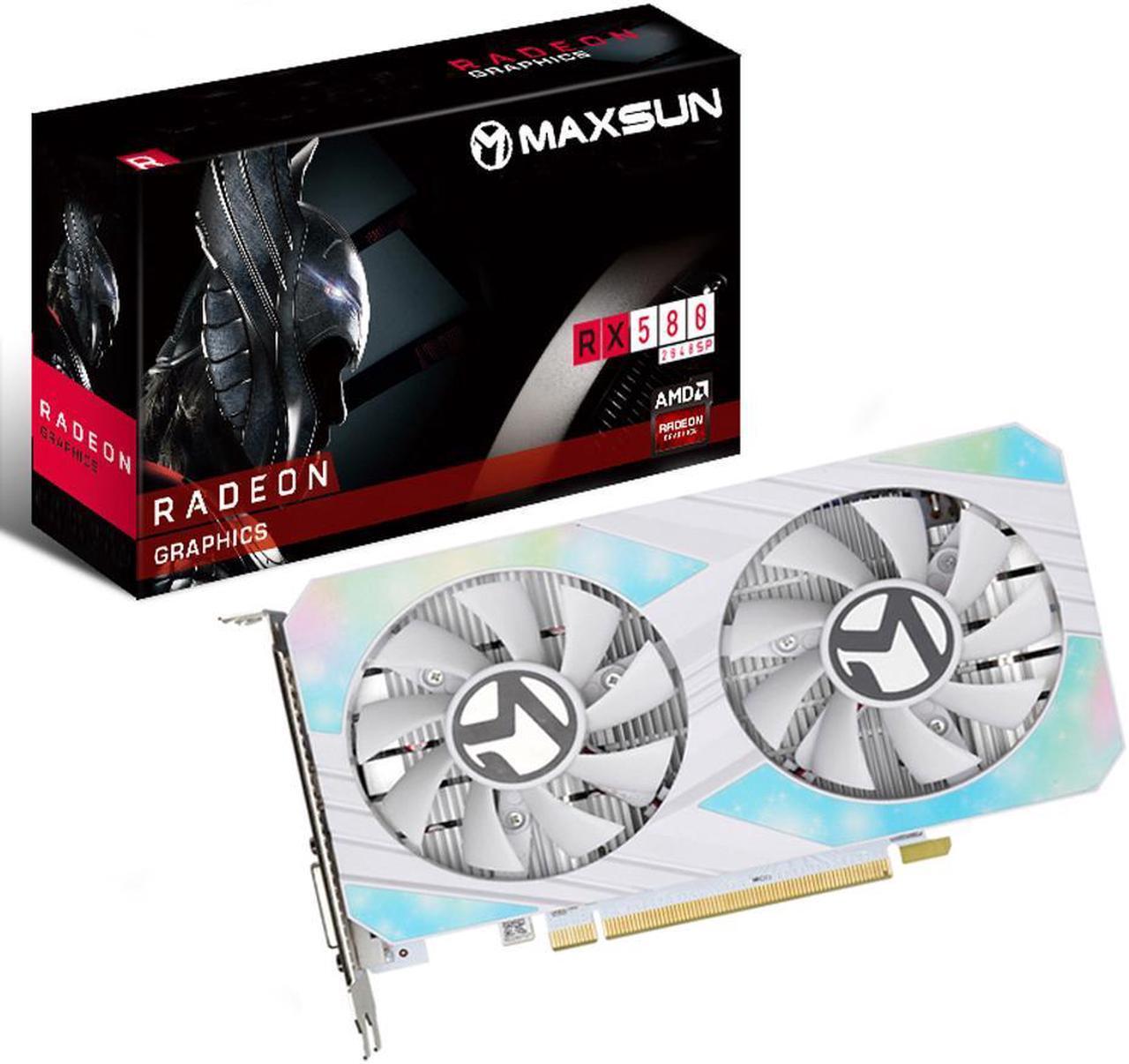 Main image of MAXSUN AMD Radeon RX 580 8GB 2048SP GDDR5 Computer Video Graphics Card White GPU for PC Gaming 256-Bit DirectX 12 HDMI, DisplayPort, DVI Multi Monitors Extend