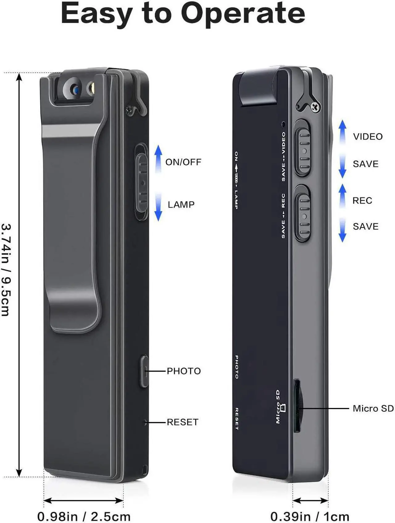 Alt view image 2 of 7 - Camera no WiFi Needed - Mini Body Camera Video Recorder - Camera Motion Activated - Nanny Small Cam - Tiny Camera - Small Security Camera for Home and Office (with 32G high-Speed Memory Card)