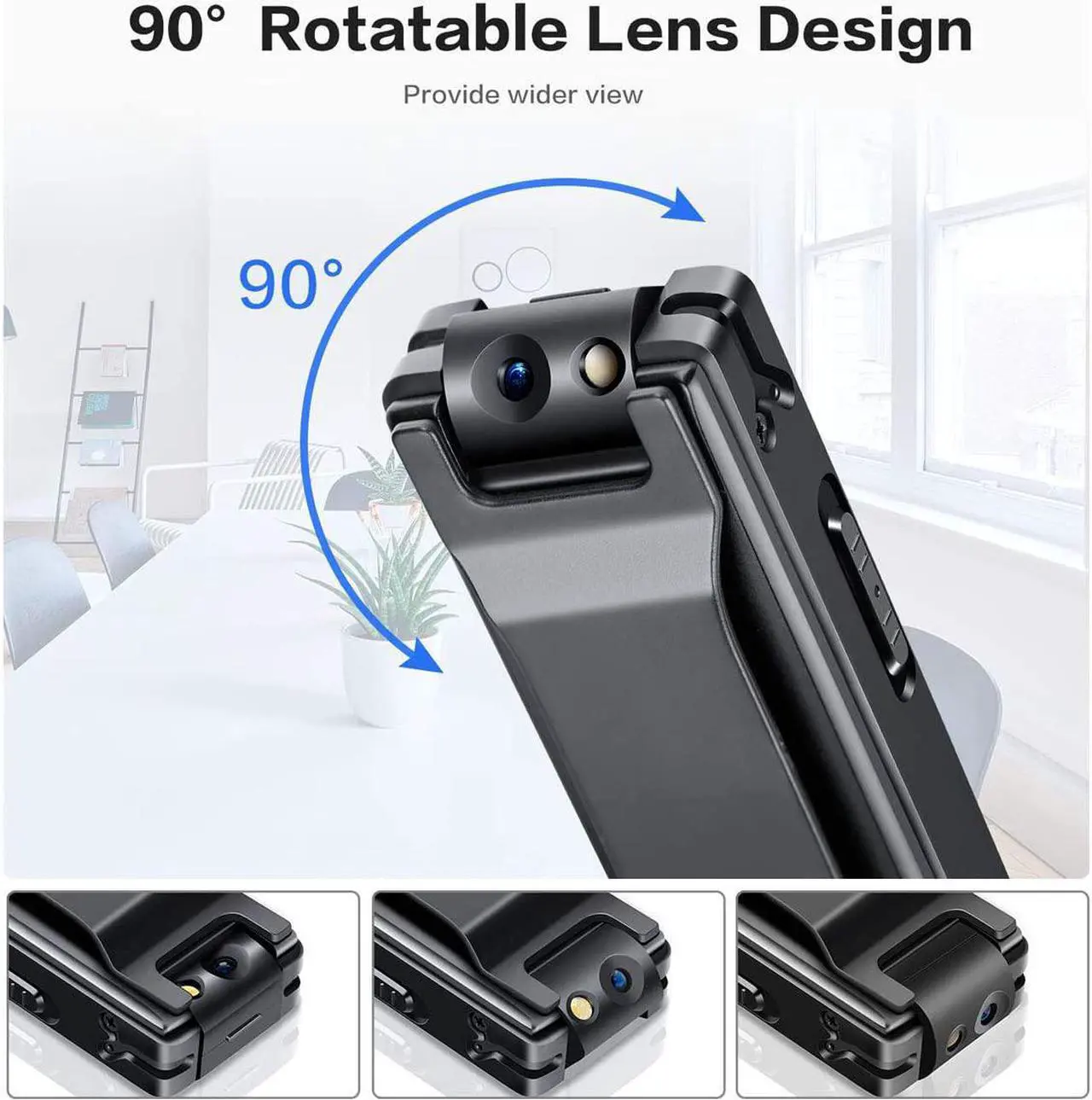 Alt view image 3 of 7 - Camera no WiFi Needed - Mini Body Camera Video Recorder - Camera Motion Activated - Nanny Small Cam - Tiny Camera - Small Security Camera for Home and Office (with 32G high-Speed Memory Card)