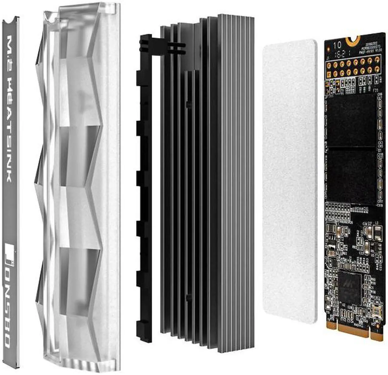 Alt view image 2 of 7 - JONSBO M.2-2 ARGB Hard Drive Cooling, M2.2280 SSD Heatsink , 5V 3Pin Addressable RGB Sync Multi Main board, Efficient Heat Dissipation Performance Stable, Buckle Type Fixation, Easy to Install, Gray