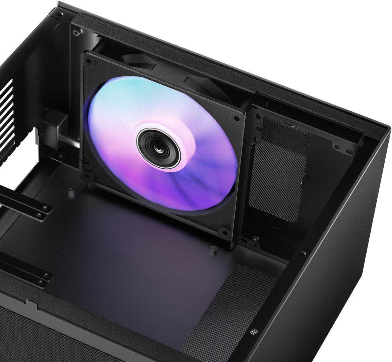 Alt view image 5 of 7 - JONSBO T8 PLUS BLACK Mini- ITX  Tower Computer Case, Portable Mini ITX case  Aluminum/Steel/Tempered Glass-1 Side, PSU ATX (Max.140mm), 4 Drive Bay, Built-in 1x140mm Fan Top, Black pc case