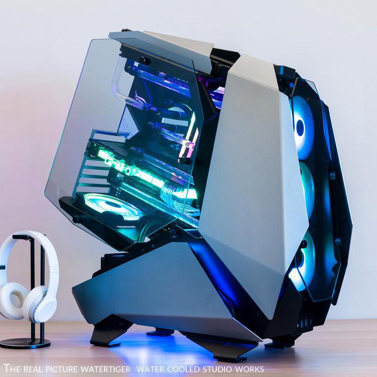 Alt view image 6 of 7 - JONSBO MOD5 Open Type ATX Mid Tower GAMING Computer Case, E-sports Players Mecha Chassis, Custom liquid cooling Support,240/360 liquid & 180mm Air Cooling,EATX/ATX MOBO Gray pc case
