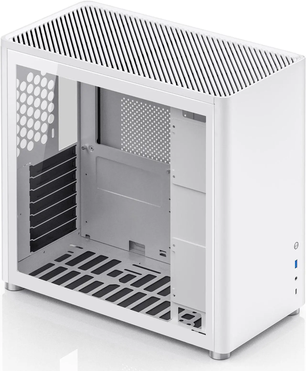 Alt view image 3 of 7 - JONSBO D40 WHITE ATX/MATX Computer Case, Aluminum/Steel/Tempered Glass-1 Side, Simple High Compatibility ATX/MATX Case, Support 240 Water & 168mm Air Cooling, 355mm GPU Support, Interchangeable Side