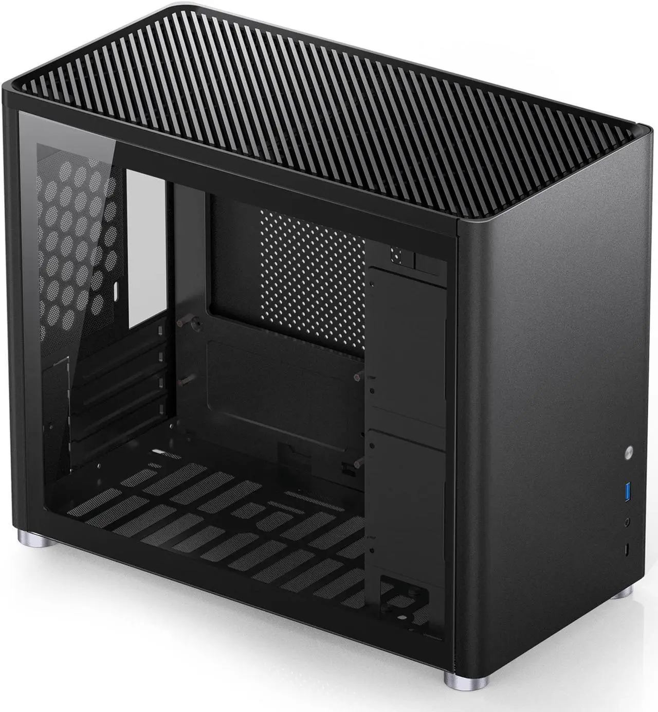 Alt view image 3 of 7 - JONSBO D30 BLACK Mini Micro ATX Computer Case, Aluminum/Steel/Tempered Glass-1 Side, Simple High Compatibility MATX Case, Support 240 Water & 168mm Air Cooling, 355mm GPU Support,Interchangeable Side