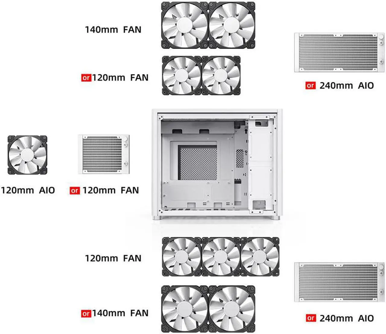 Alt view image 6 of 7 - JONSBO D30 BLACK Mini Micro ATX Computer Case, Aluminum/Steel/Tempered Glass-1 Side, Simple High Compatibility MATX Case, Support 240 Water & 168mm Air Cooling, 355mm GPU Support,Interchangeable Side