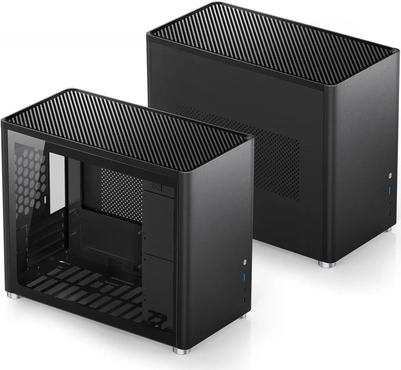 Alt view image 5 of 7 - JONSBO D30 BLACK Mini Micro ATX Computer Case, Aluminum/Steel/Tempered Glass-1 Side, Simple High Compatibility MATX Case, Support 240 Water & 168mm Air Cooling, 355mm GPU Support,Interchangeable Side