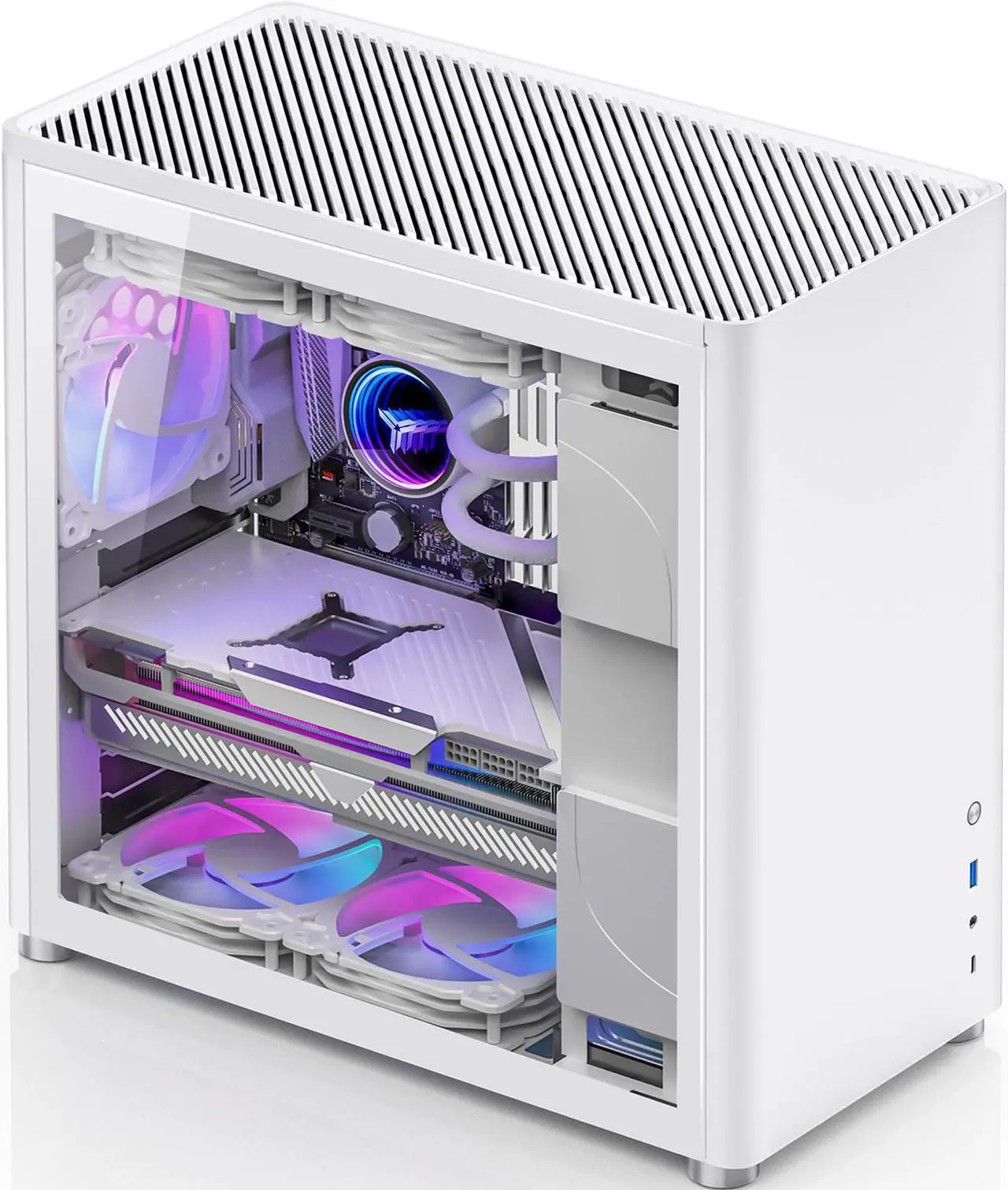 Main image of JONSBO D40 WHITE ATX/MATX Computer Case, Aluminum/Steel/Tempered Glass-1 Side, Simple High Compatibility ATX/MATX Case, Support 240 Water & 168mm Air Cooling, 355mm GPU Support, Interchangeable Side