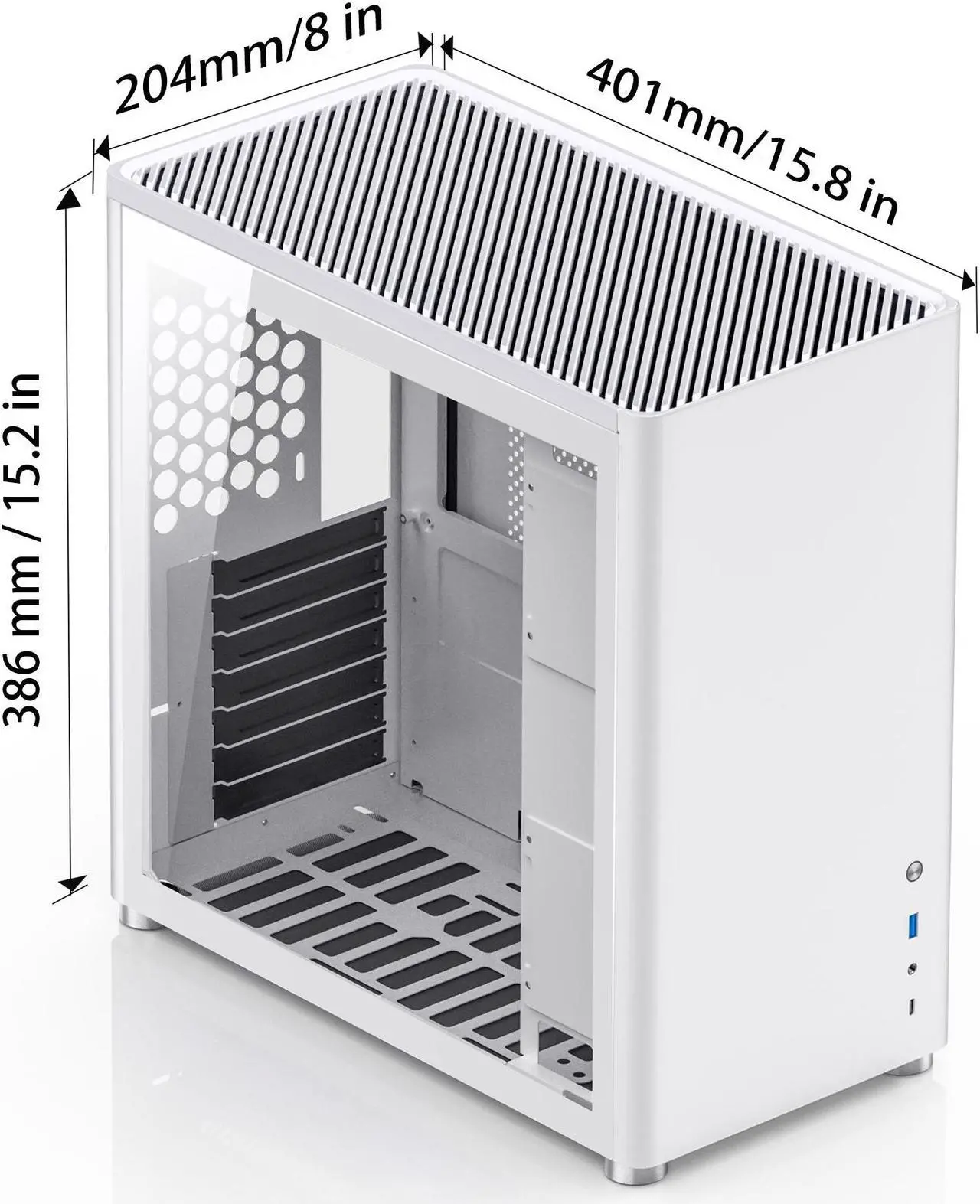 Alt view image 7 of 7 - JONSBO D40 WHITE ATX/MATX Computer Case, Aluminum/Steel/Tempered Glass-1 Side, Simple High Compatibility ATX/MATX Case, Support 240 Water & 168mm Air Cooling, 355mm GPU Support, Interchangeable Side