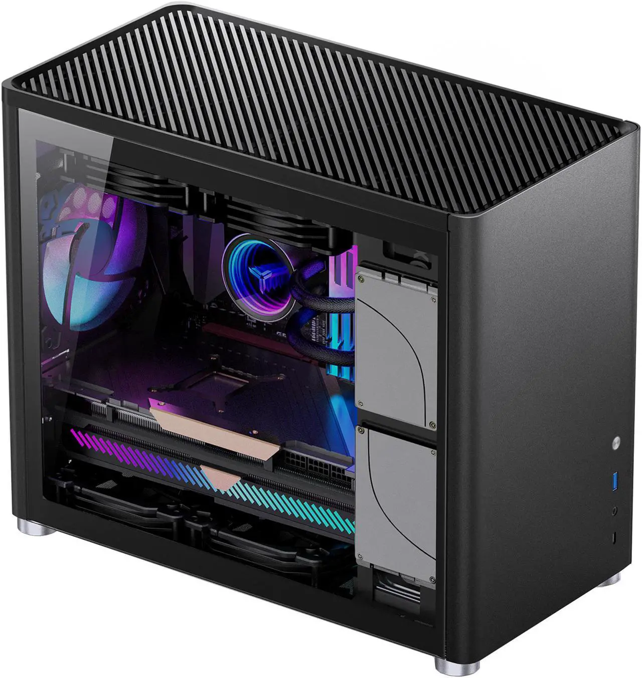 Main image of JONSBO D30 BLACK Mini Micro ATX Computer Case, Aluminum/Steel/Tempered Glass-1 Side, Simple High Compatibility MATX Case, Support 240 Water & 168mm Air Cooling, 355mm GPU Support,Interchangeable Side