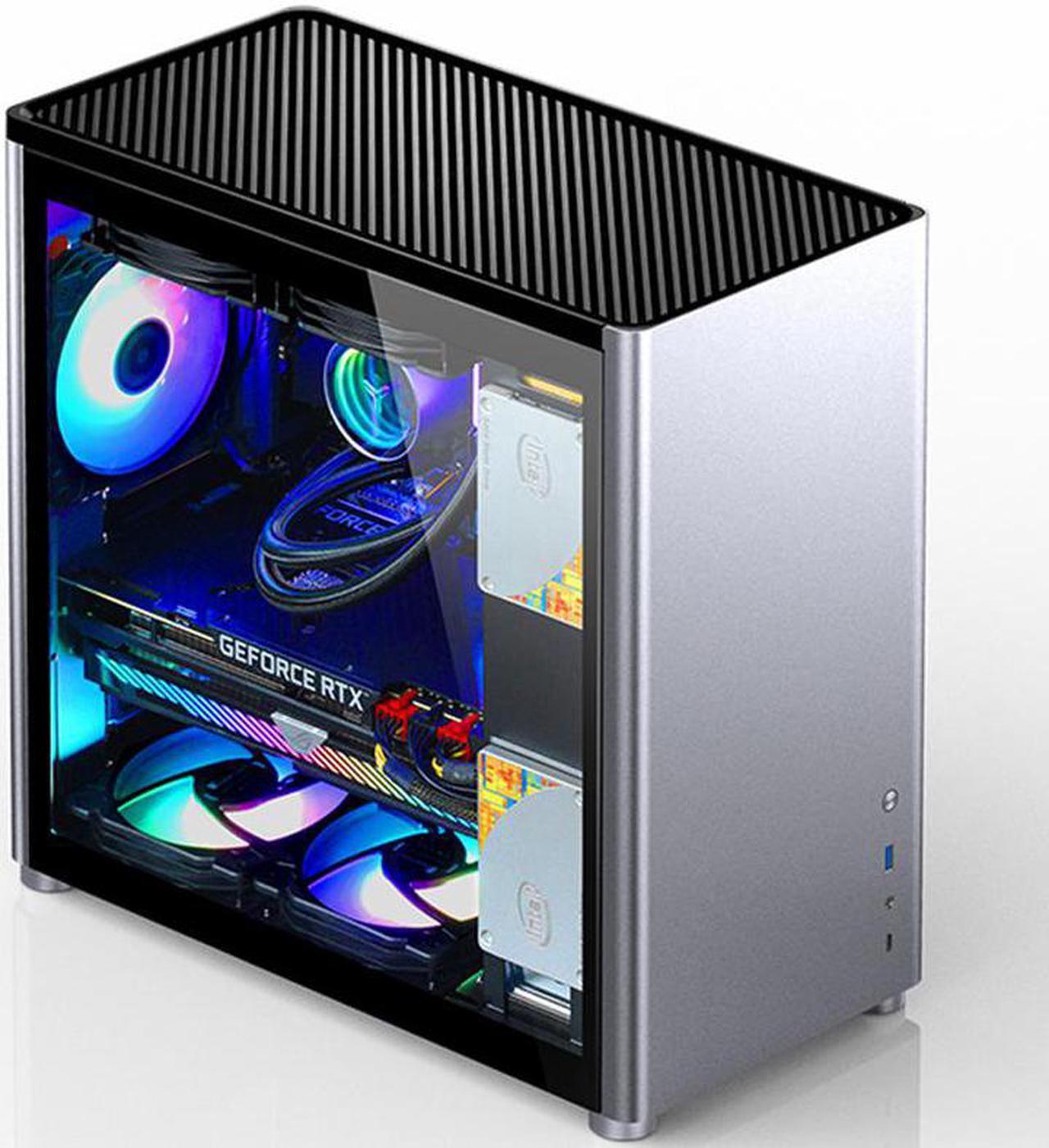 Alt view image 5 of 7 - JONSBO D40 SILVER ATX /MATX Tower Computer Case, Aluminum/Steel/Tempered Glass-Sides Transparent, Simple High Compatibility ATX/ MATX Chassis, Support 240 Water &168mm Air Cooling, 355mm GPU Support