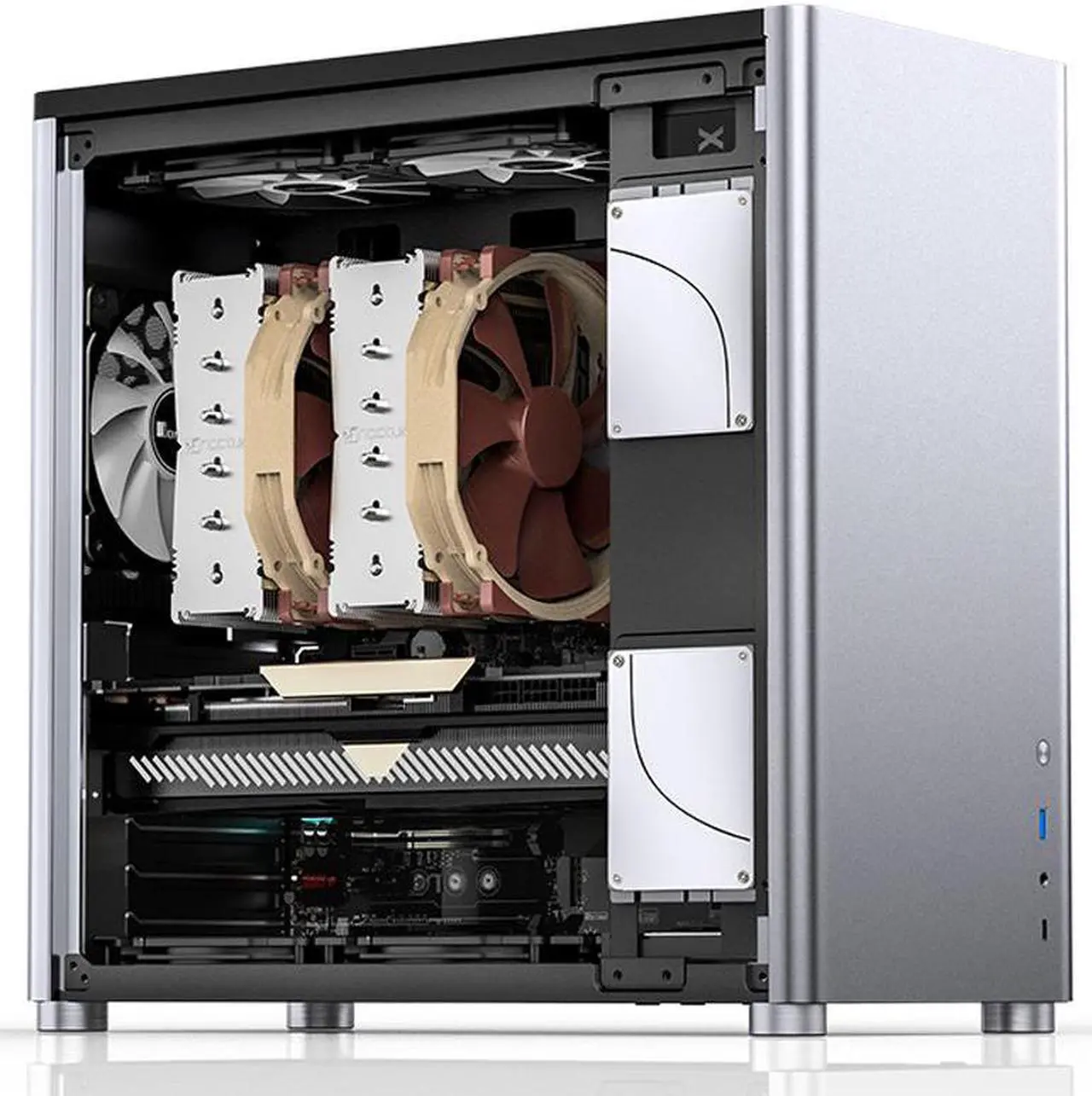 Alt view image 6 of 7 - JONSBO D40 SILVER ATX /MATX Tower Computer Case, Aluminum/Steel/Tempered Glass-Sides Transparent, Simple High Compatibility ATX/ MATX Chassis, Support 240 Water &168mm Air Cooling, 355mm GPU Support