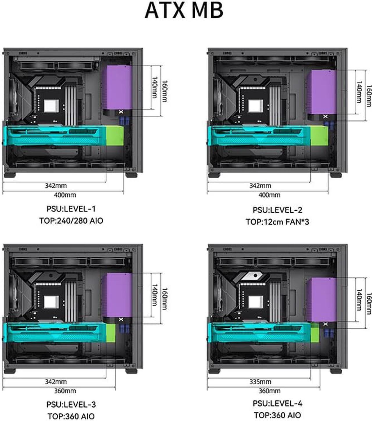 Alt view image 5 of 7 - JONSBO D41 MESH SC BLACK ATX Computer Case with Sub HD-LCD Display, Support MB: ATX/M-ATX,Support GPU RTX 4090(335-400mm), AIO360/280/240, Power ATX/SFX: 100mm-220mm  Multiple Tool-free Design, Black
