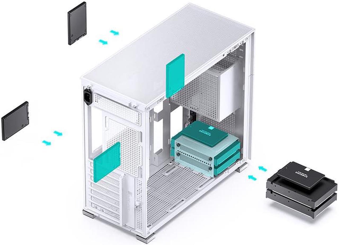 Alt view image 7 of 7 - JONSBO D41MESH WHITE ATX Computer Case, Tempered Glass-1 Side,Support MB ATX/M-ATX ,Support GPU RTX 4090(335-400mm),360/280/240AIO,Power ATX/SFX:100mm-220mm,Multiple Tool-free Design, White