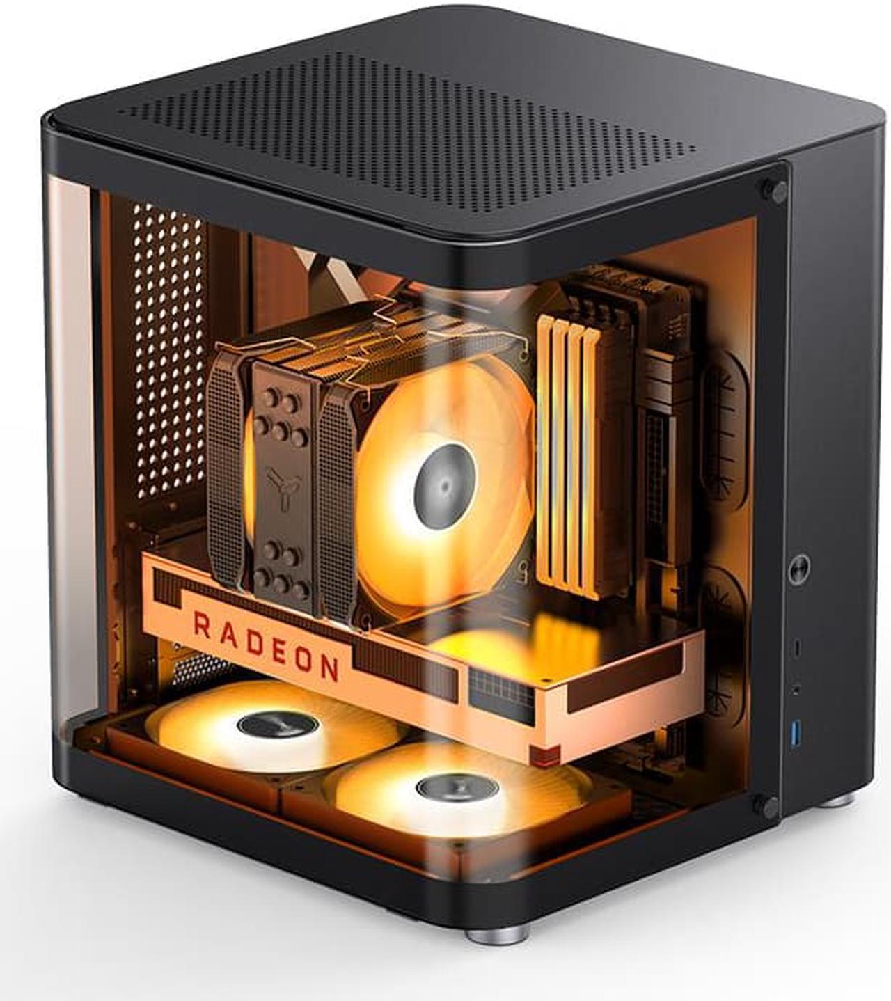 JONSBO TK1 BLACK V2.0 Micro ATX Mini Tower Computer CASE, Hyperboloid Glass Design, Separated