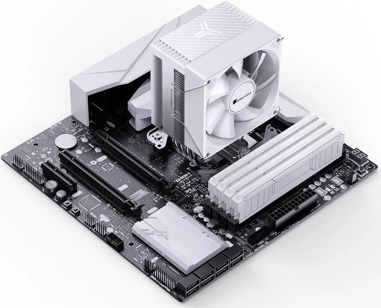 Alt view image 7 of 7 - JONSBO CR1400 EVO COLOR Silent Series Mini CPU Cooler , H130mm, Air Cooling Tower Radiator, Desktop PC AM4/AM5 heatsink, 4 Copper Heatpipes for AMD/Intel LGA1700, 92mm RGB Fan, Lighting Top, white