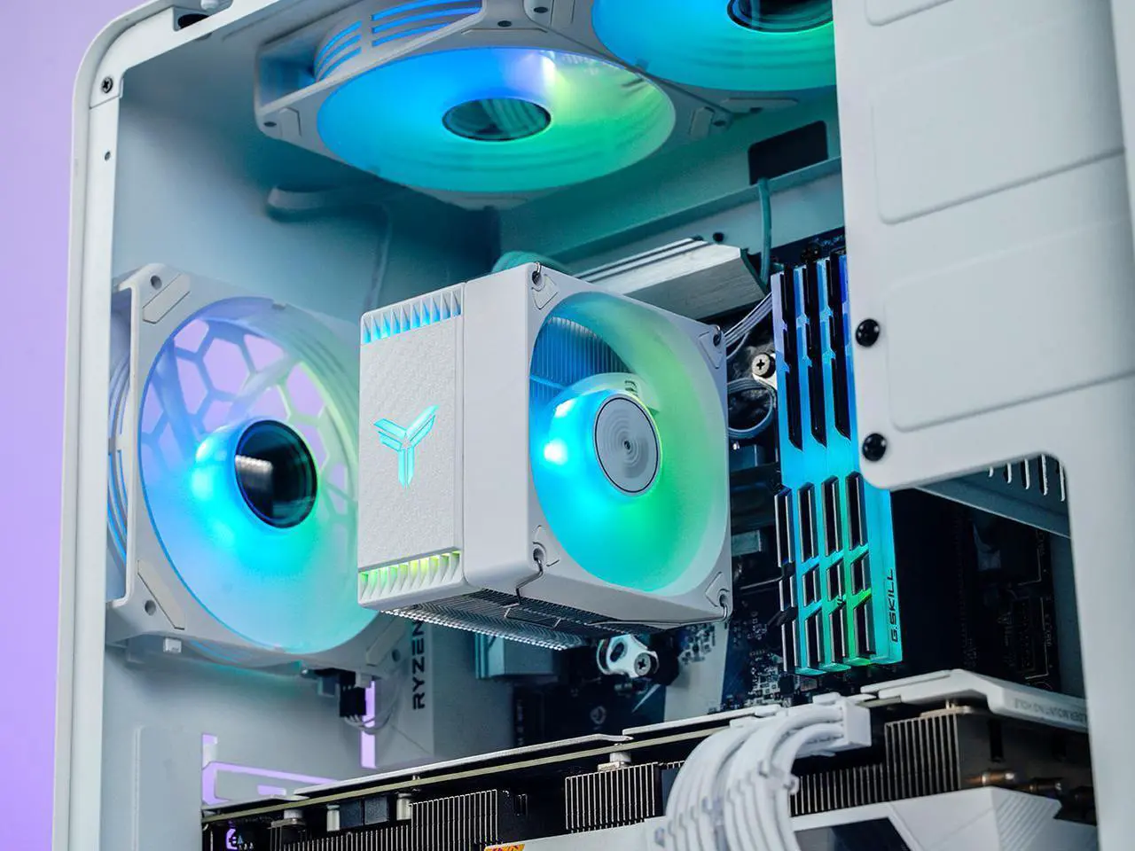 Alt view image 3 of 7 - JONSBO CR1400 EVO COLOR Silent Series Mini CPU Cooler , H130mm, Air Cooling Tower Radiator, Desktop PC AM4/AM5 heatsink, 4 Copper Heatpipes for AMD/Intel LGA1700, 92mm RGB Fan, Lighting Top, white