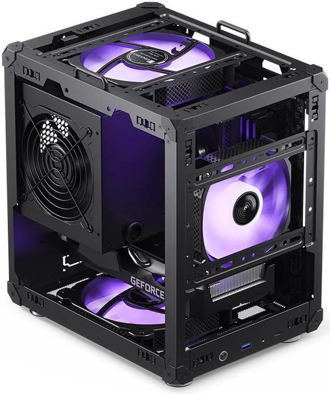 Alt view image 3 of 7 - JONSBO C6 HANDLE MTX Computer Case,Simple Compact Desktop Micro ATX Chassis,1+2 Disk Bays Steel Plate Case,ATX Power Bite (L185mm Max.),Support 75mm CPU Cooler,Upper Cover/Side Panel Tool-free, Black