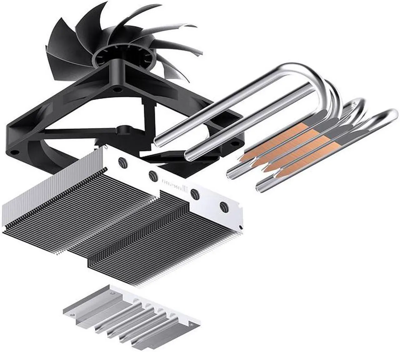 Alt view image 7 of 7 - JONSBO HP400S BLACK Mini CPU cooling Fan, Top Flow CPU Cooler , All-in-one ITX Ultra- thin CPU Cooler ,4 Copper Heatpipes, Quiet & Temperature Control ,90mm Fan H: 40mm, support LGA 1700 AM4/AM5,Black