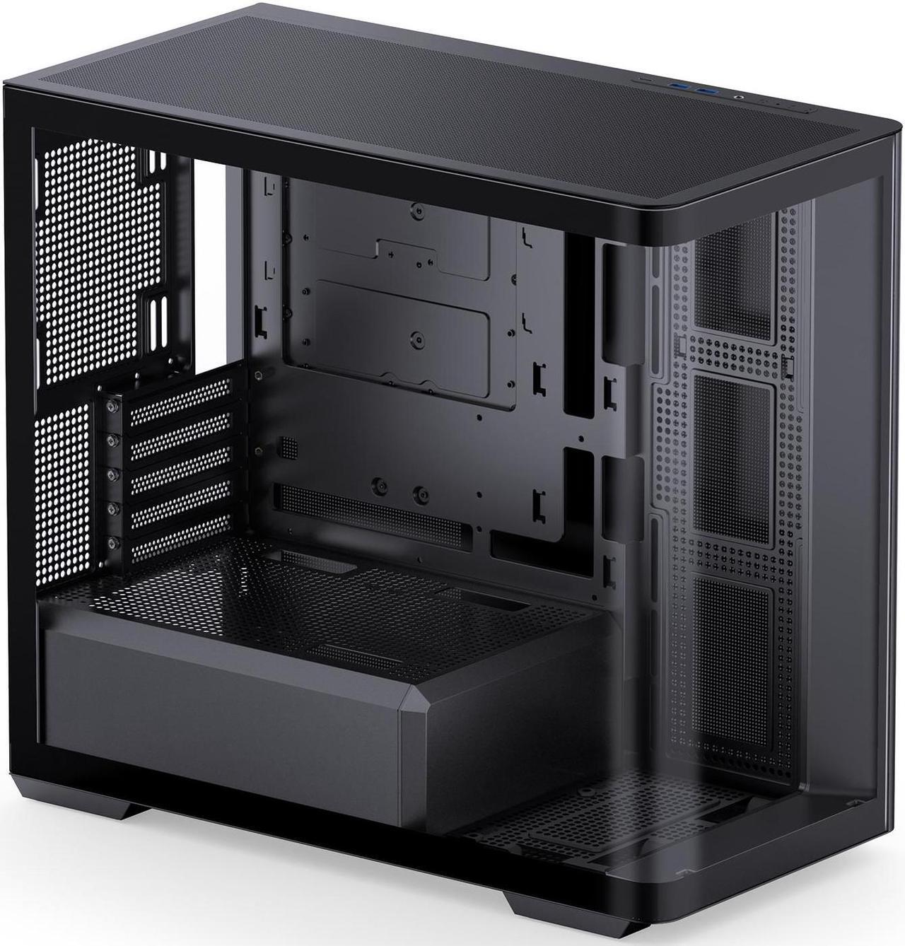 Alt view image 5 of 7 - JONSBO D300 BLACK Micro-ATX Computer Case, One-piece Glass Panel AO270 Deg View , MATX Back Plug-in BTF MB, Support 360 AIO, Support 40-series GPU,With 120mm ARGB Fans 4PCS (3 Reverse +1), Black