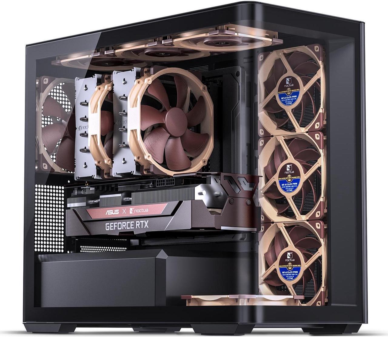 Alt view image 6 of 7 - JONSBO D300 BLACK Micro-ATX Computer Case, One-piece Glass Panel AO270 Deg View , MATX Back Plug-in BTF MB, Support 360 AIO, Support 40-series GPU,With 120mm ARGB Fans 4PCS (3 Reverse +1), Black