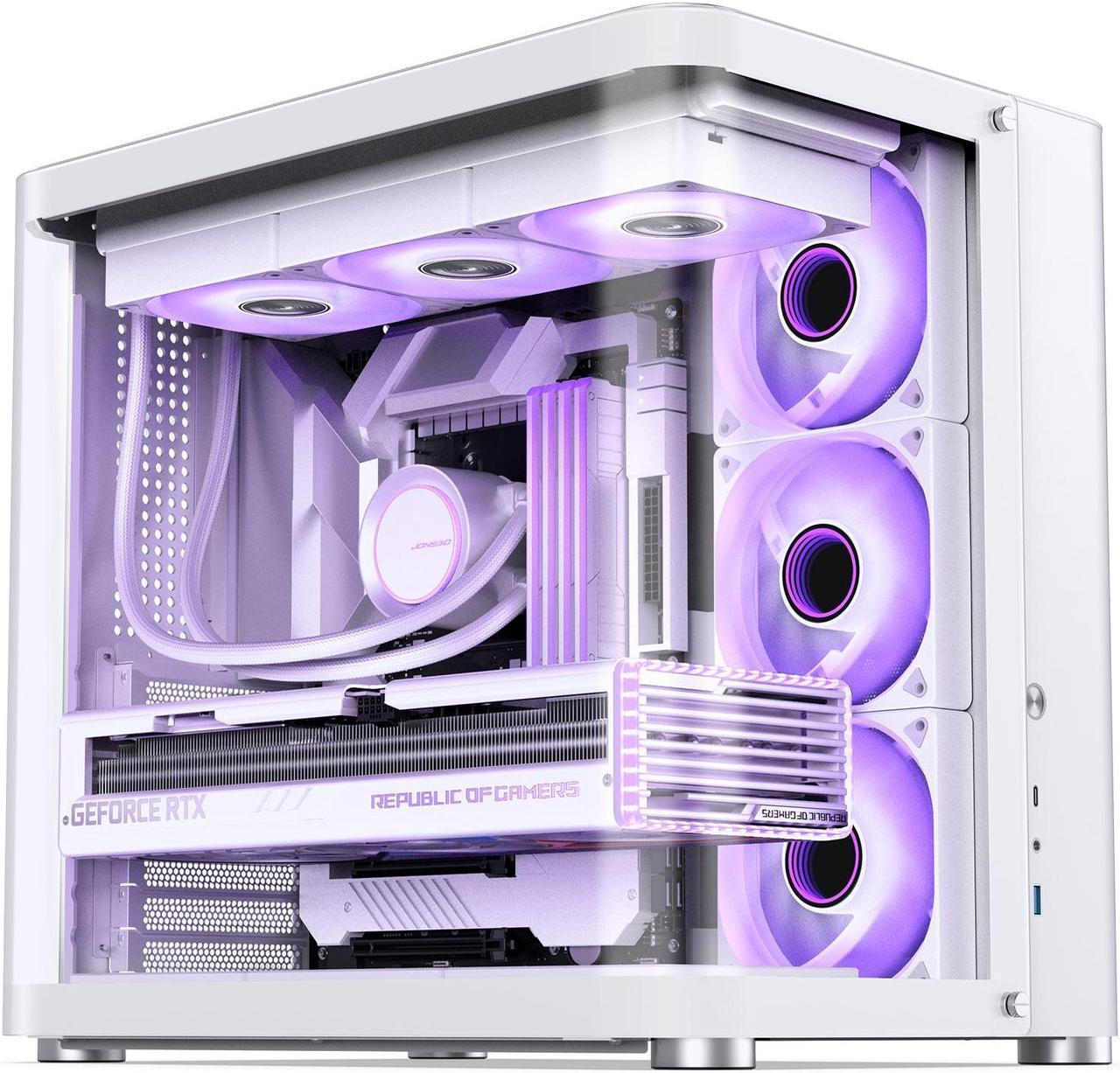 Main image of JONSBO TK-2 WHITE Separated Cabinet Case, ATX Computer Case,Bi-Bent Surround View Glass , Aluminum Alloy, Support ITX/M-ATX /ATX,Support 360 AIO ,With Type-C  &3.0 USB Port, White