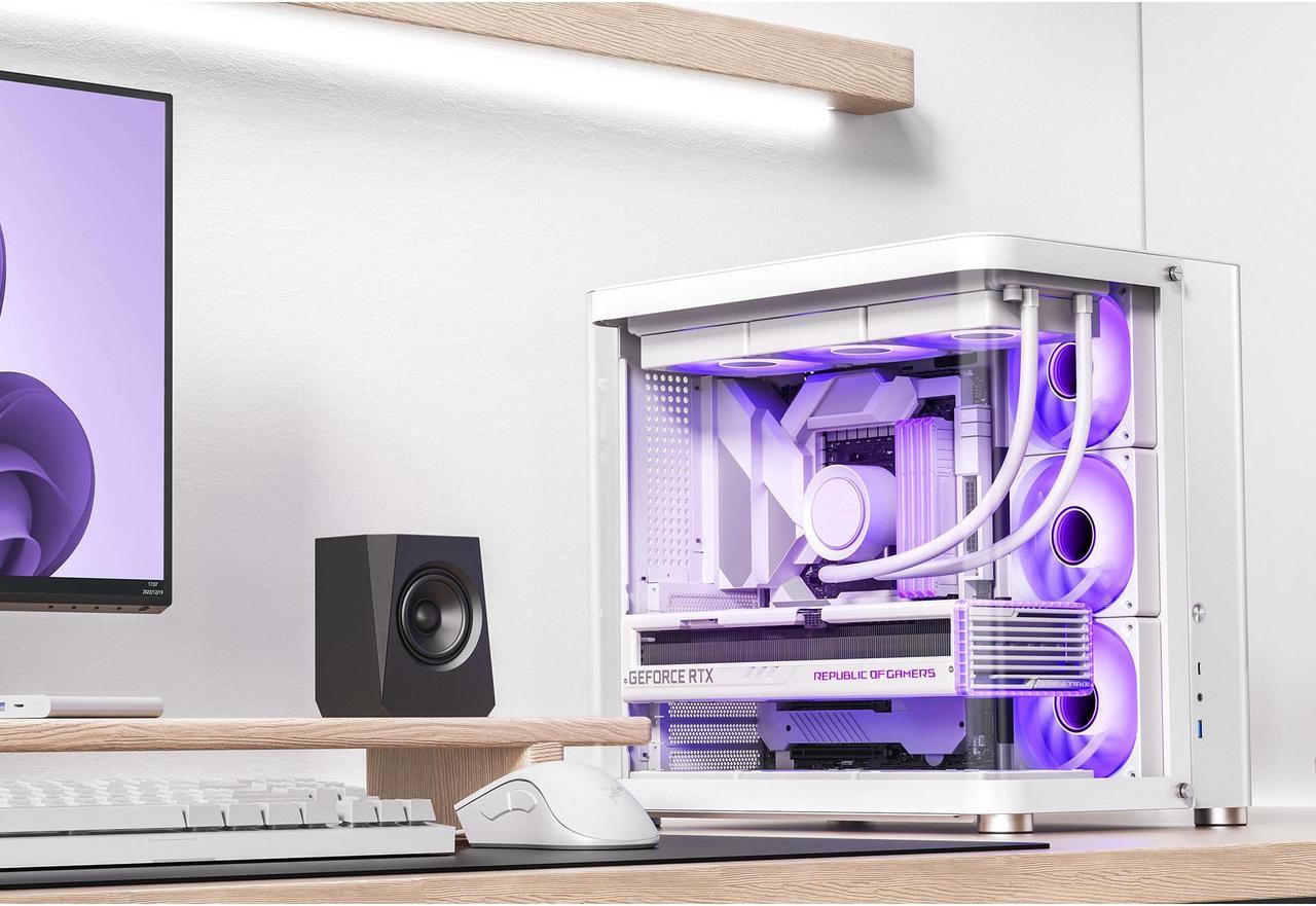 Alt view image 3 of 7 - JONSBO TK-2 WHITE Separated Cabinet Case, ATX Computer Case,Bi-Bent Surround View Glass , Aluminum Alloy, Support ITX/M-ATX /ATX,Support 360 AIO ,With Type-C  &3.0 USB Port, White