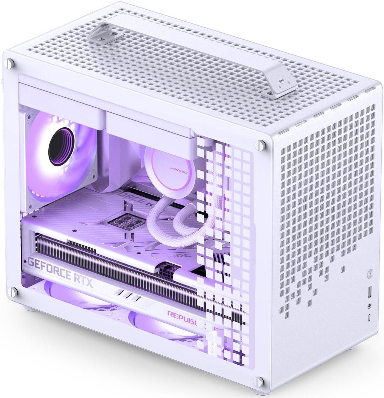 Main image of JONSPLUS Z20 WHITE Micro-ATX Computer Case,with Detachable Carrying handle , Mini Size, High-performance Hardware Compatible, Support 240AIO, H160mm Cooler, White