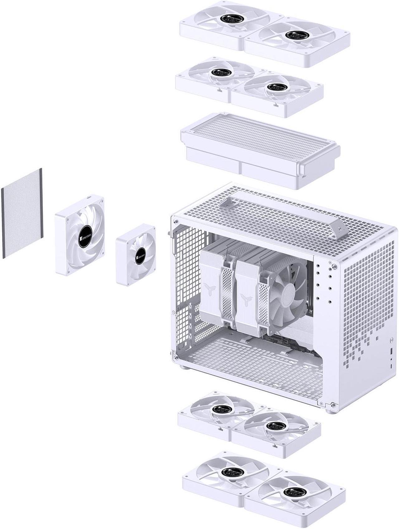 Alt view image 7 of 7 - JONSPLUS Z20 WHITE Micro-ATX Computer Case,with Detachable Carrying handle , Mini Size, High-performance Hardware Compatible, Support 240AIO, H160mm Cooler, White