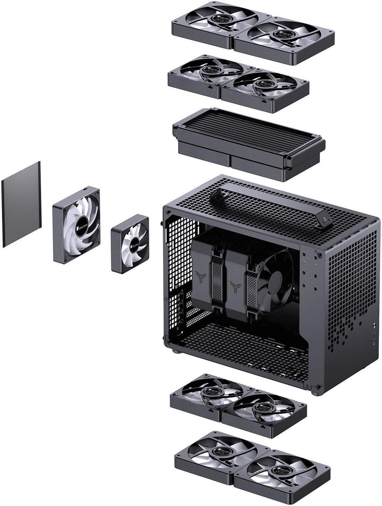 Alt view image 6 of 7 - JONSPLUS Z20 Mesh BLACK Micro-ATX Computer Case,with Detachable Carrying handle , Mini Size, High-performance Hardware Compatible, Support 240AIO, H160mm Cooler, Mesh Sides Panel,Black