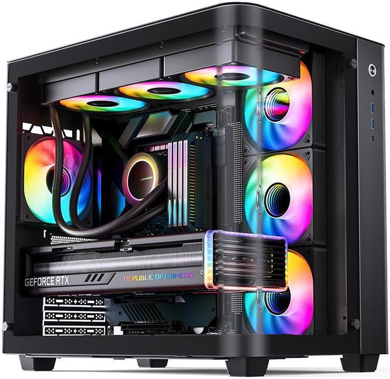 Main image of JONSBO TK-3 BLACK One-piece Curved Glass Case, One-piece Curved Glass, Support BTF MB/Dual 360 AIO/ATX PSU/40Series GPU, with 10 Fan Positions, 270 Degree Side View Display,Column-less,Black