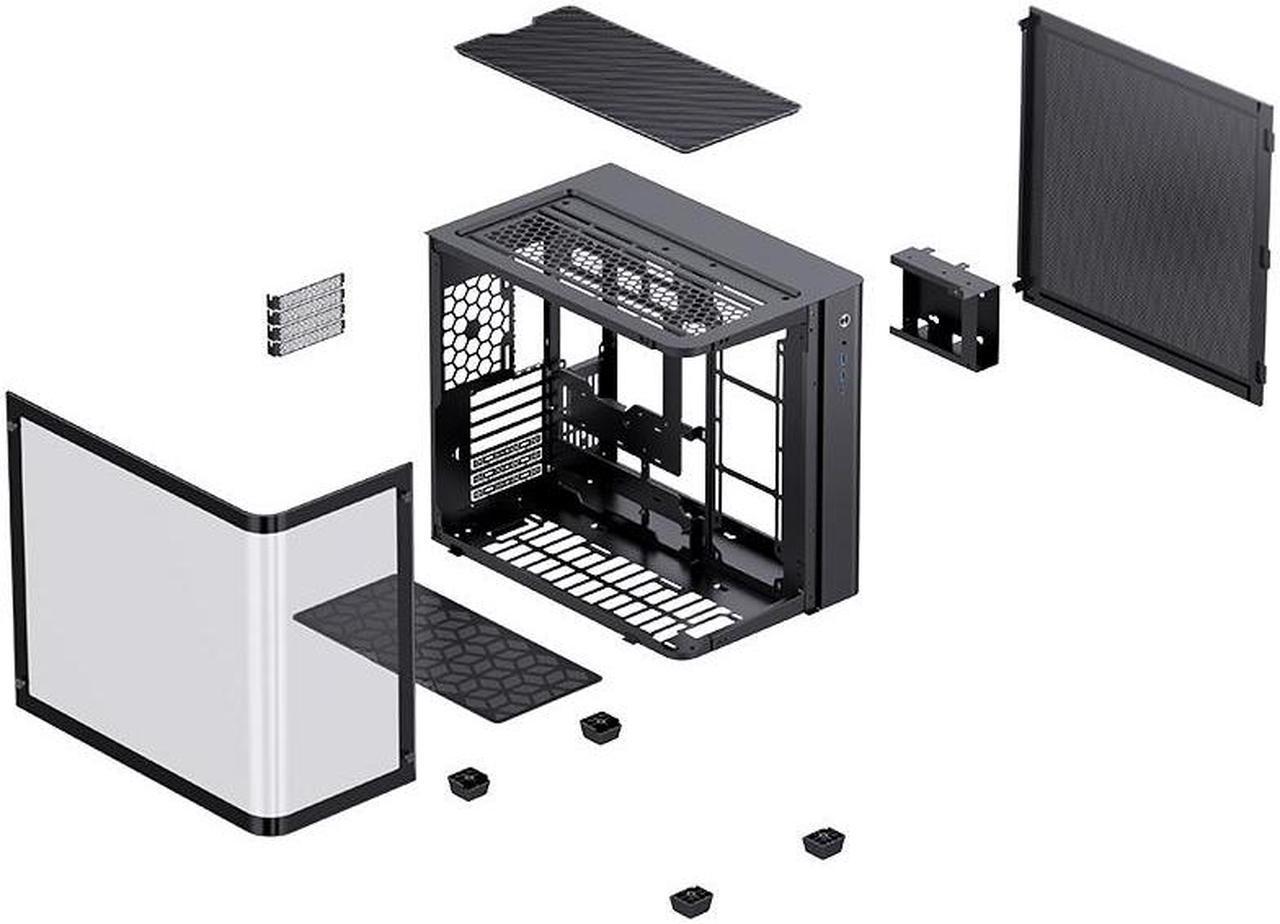 Alt view image 7 of 7 - JONSBO TK-3 BLACK One-piece Curved Glass Case, One-piece Curved Glass, Support BTF MB/Dual 360 AIO/ATX PSU/40Series GPU, with 10 Fan Positions, 270 Degree Side View Display,Column-less,Black
