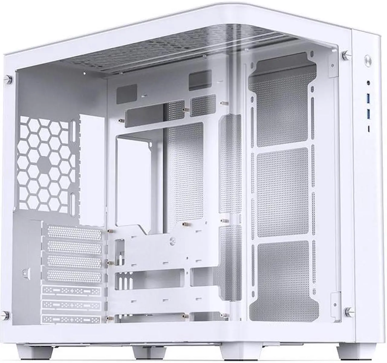 Alt view image 3 of 7 - JONSBO TK-3 WHITE One-piece Curved Glass ATX Case, Separated Cabinet Case, Support BTF MB/Dual 360 AIO/ATX PSU/40Series GPU, with 10 Fan Positions, 270 Degree Side View Display,Column-less,White