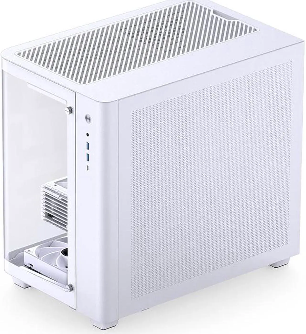 Alt view image 4 of 7 - JONSBO TK-3 WHITE One-piece Curved Glass ATX Case, Separated Cabinet Case, Support BTF MB/Dual 360 AIO/ATX PSU/40Series GPU, with 10 Fan Positions, 270 Degree Side View Display,Column-less,White