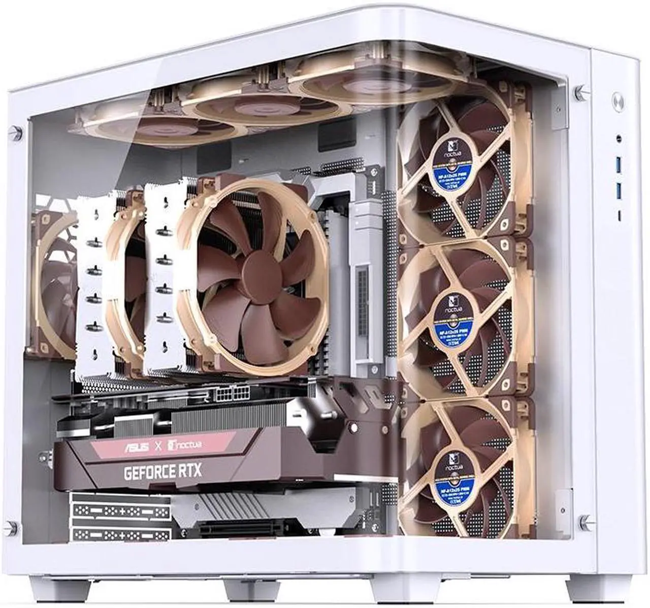Alt view image 2 of 7 - JONSBO TK-3 WHITE One-piece Curved Glass ATX Case, Separated Cabinet Case, Support BTF MB/Dual 360 AIO/ATX PSU/40Series GPU, with 10 Fan Positions, 270 Degree Side View Display,Column-less,White