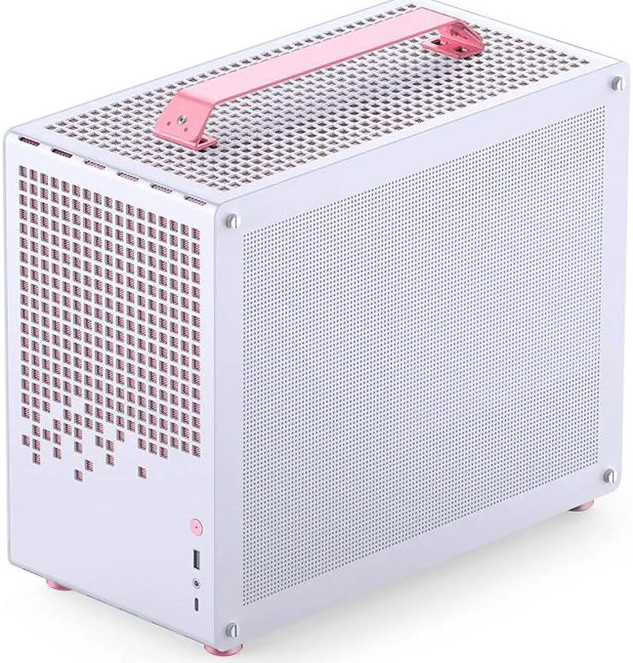 Alt view image 3 of 7 - JONSPLUS Z20 PINK/WHITE Micro-ATX Computer Case,with Detachable Carrying handle , Mini Size, High-performance Hardware Compatible, Support 240AIO, H160mm Cooler,  Pink/White