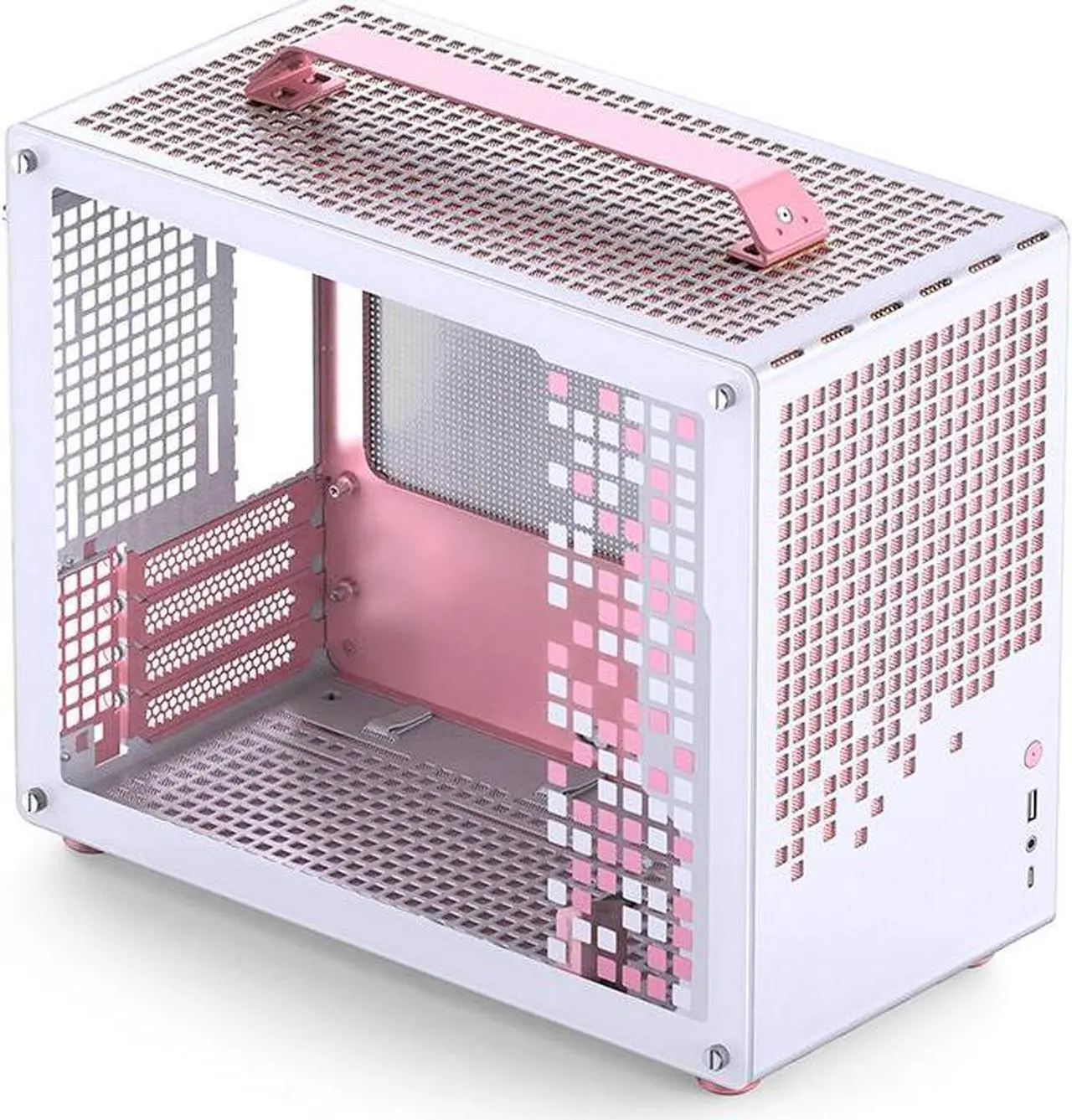 Main image of JONSPLUS Z20 PINK/WHITE Micro-ATX Computer Case,with Detachable Carrying handle , Mini Size, High-performance Hardware Compatible, Support 240AIO, H160mm Cooler,  Pink/White