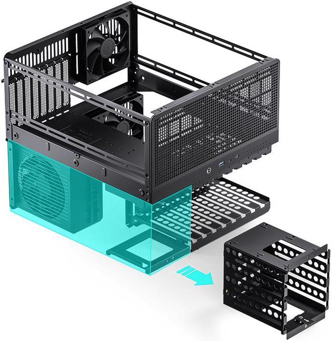 Alt view image 6 of 7 - JONSBO N5 NAS Pc Case, 12HDD+4SSD Drive bay GPU HP Host, Supports Max. 4 GPU,E-ATX(330mm) MB/ATX PSU Supports, With 3 Fans Built-in, 8 Slots PCI, Solid Wood  Veneer Computer Case,Home Server, Black