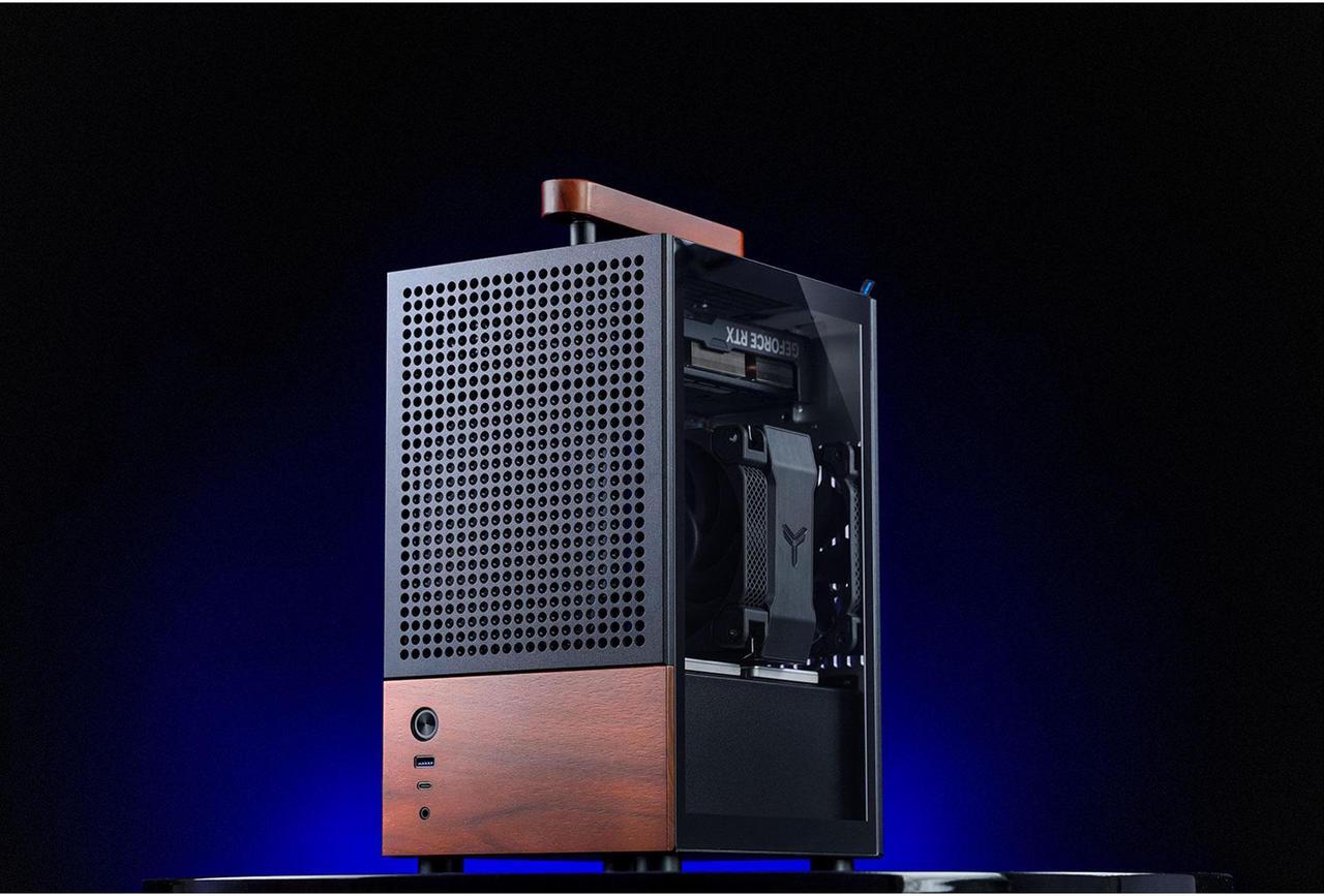 Alt view image 7 of 7 - JONSBO T6 Black ITX PC Case, Mini Tower Aluminum Chassis, with Multifunctional Handle,  Solid Wood Veneer SFF PC Case , MB:DTX/ITX, PC Case,Black