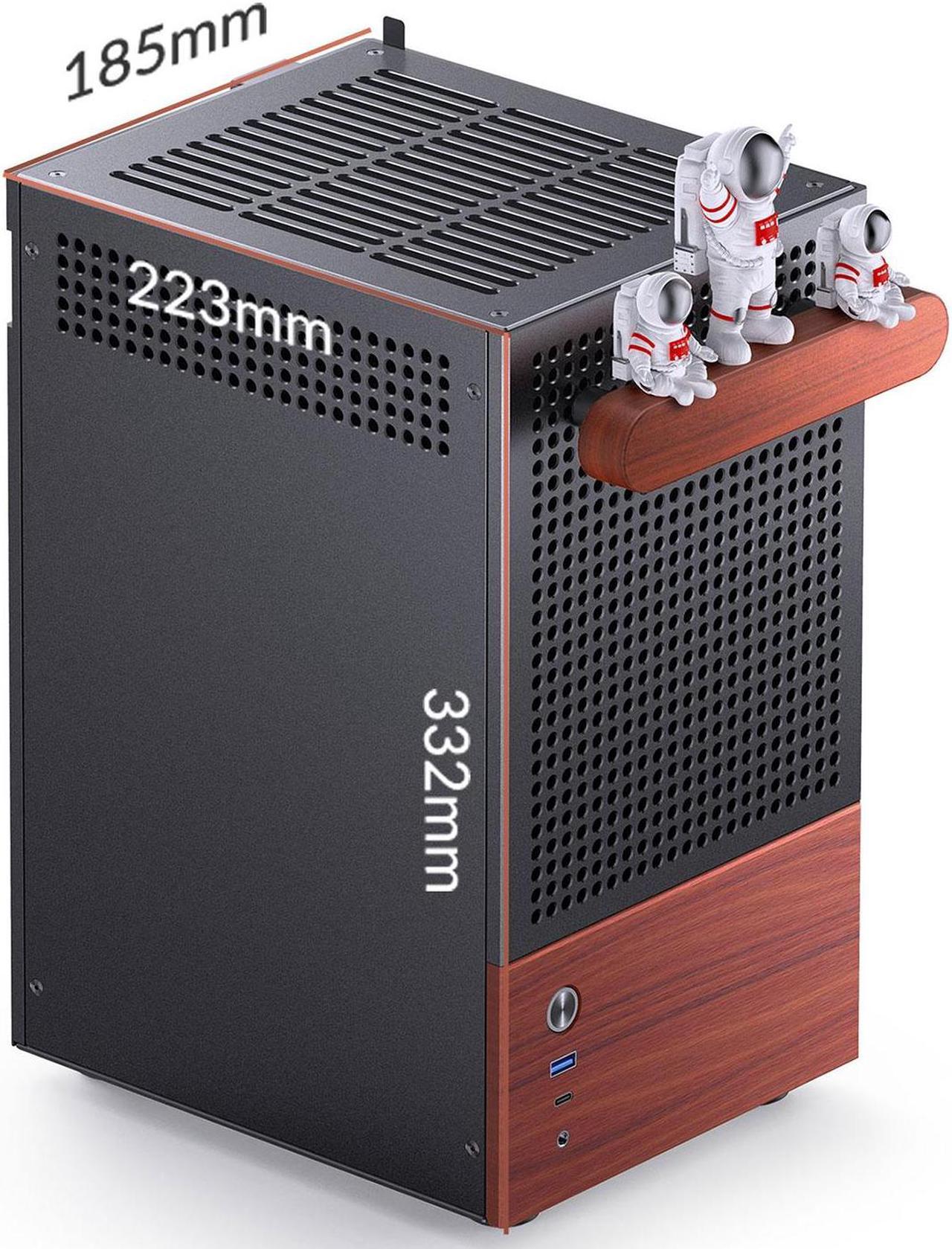 Alt view image 6 of 7 - JONSBO T6 Black ITX PC Case, Mini Tower Aluminum Chassis, with Multifunctional Handle,  Solid Wood Veneer SFF PC Case , MB:DTX/ITX, PC Case,Black