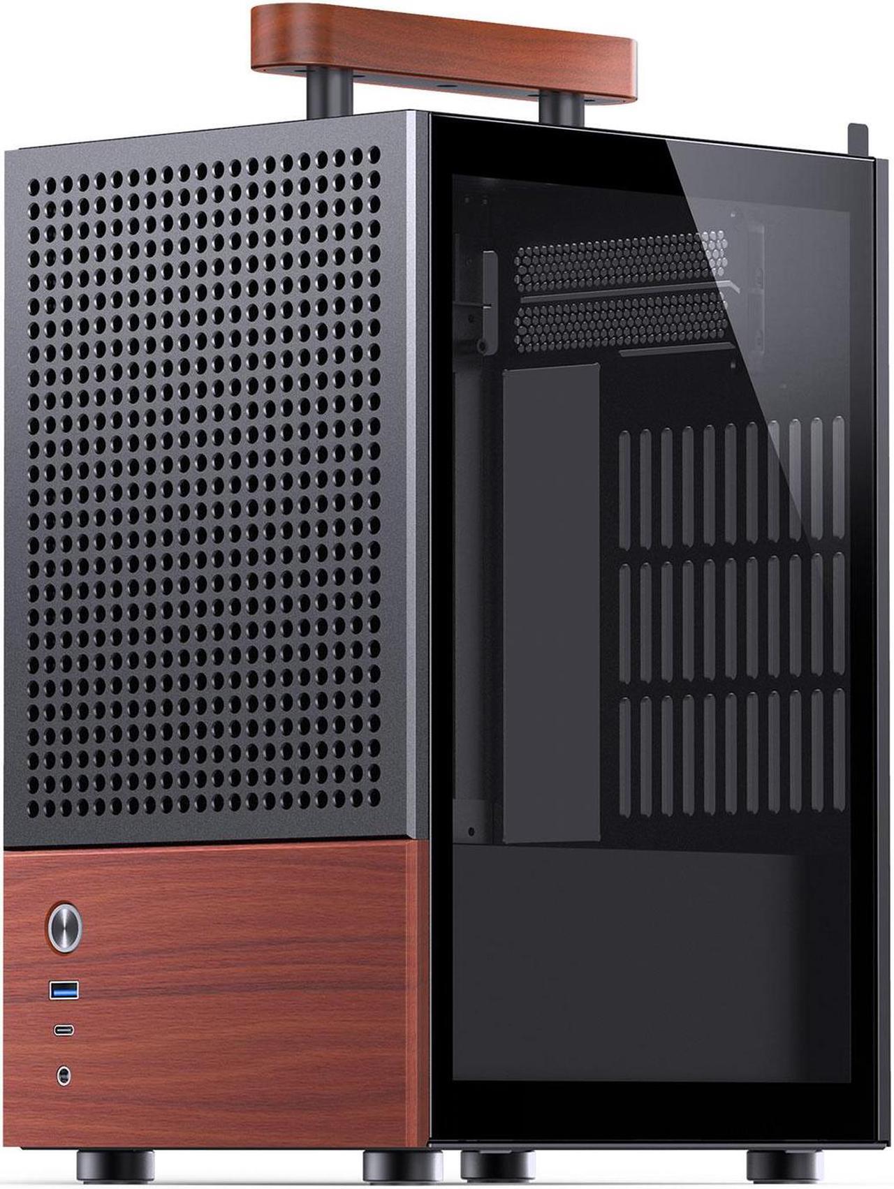 Main image of JONSBO T6 Black ITX PC Case, Mini Tower Aluminum Chassis, with Multifunctional Handle,  Solid Wood Veneer SFF PC Case , MB:DTX/ITX, PC Case,Black