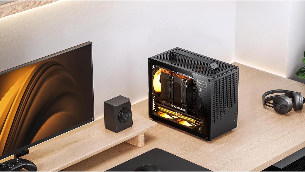 Alt view image 4 of 7 - JONSPLUS Z20 Mesh BLACK Micro-ATX Computer Case,with Detachable Carrying handle , Mini Size, High-performance Hardware Compatible, Support 240AIO, H160mm Cooler, Mesh Sides Panel,Black