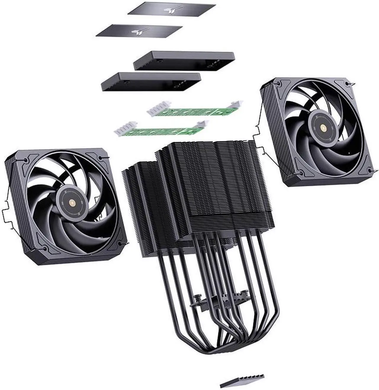 Alt view image 6 of 7 - JONSBO HX-6280 Black, FDB Bearing High-Performance CPU Cooler ,Dual-Tower Dual-Fan, 6 Heatpipes Radiator, D-TDP280W Heatsink,High-precision CNC Bottom Black