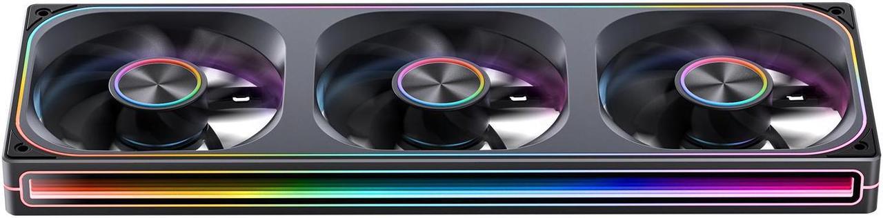 Alt view image 7 of 7 - JONSBO ZA-360BR (Reversed) PC Case Fan,  All-IN-One Single Frame Unit with 3x120mm ARGB Fans 4 Pin PWM 3Pin ARGB, Silent Computer Fan with 4-Sides Infinity Mirror Fan 2400RPM, Aluminum Nameplate,Black