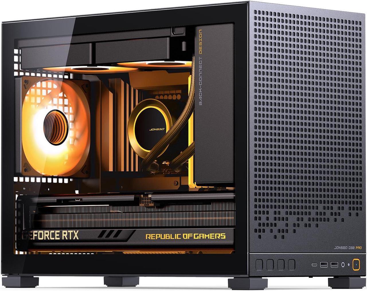 Alt view image 3 of 7 - JONSBO D32 PRO Micro-ATX PC Case,High Compatibility Mini Desktop Case,A/B Mode for MB, Support MATX Back-Connect/BTF MB,365mm GPU/240AIO/163mm Air Cooler,ATX/SFX-L/SFX PSU, USB3.2 PC Gaming Case,Black