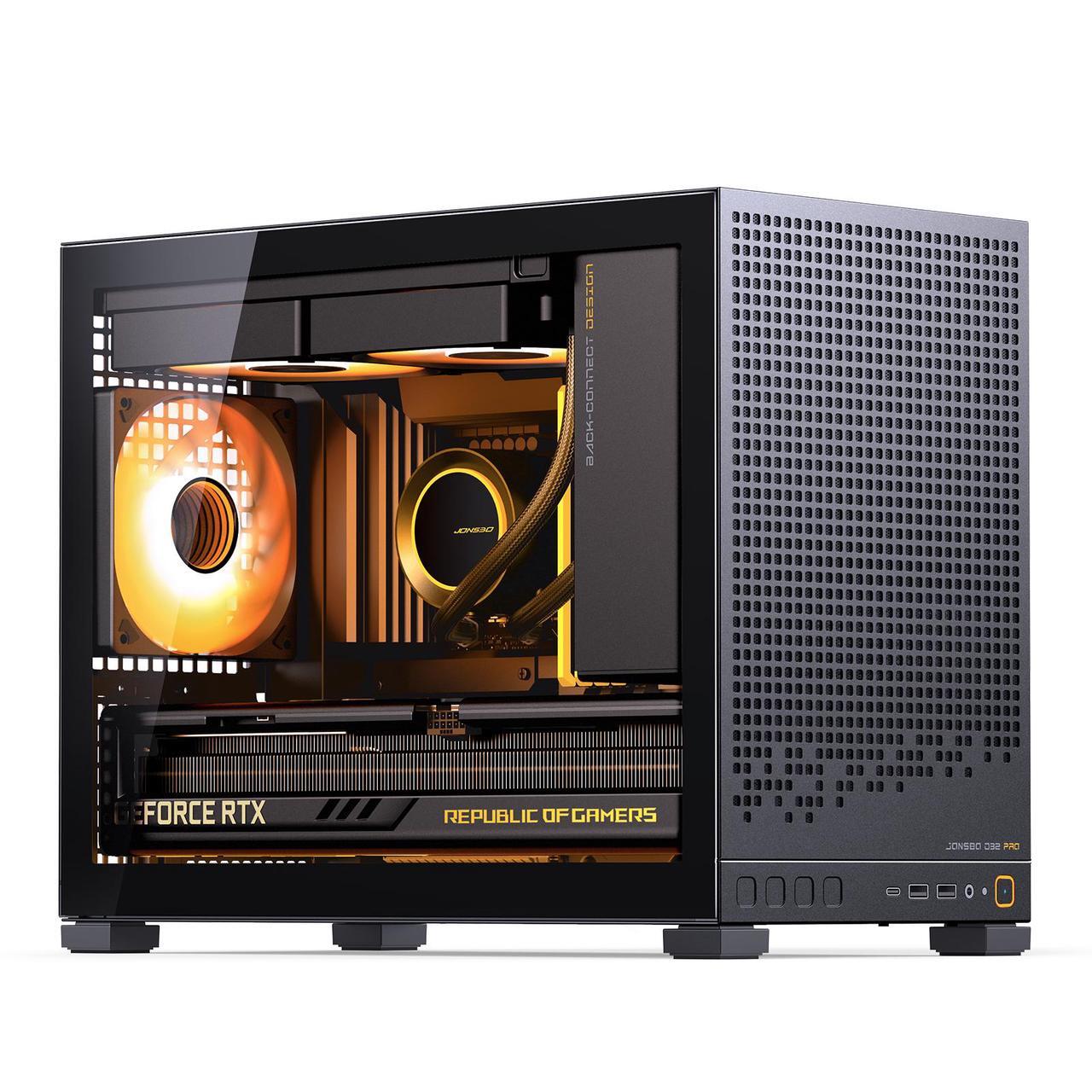 thumbnail image 2 of JONSBO D32 PRO Micro-ATX PC Case - Supports BTF Motherboards, 365mm GPU, 240mm AIO 2 of 11