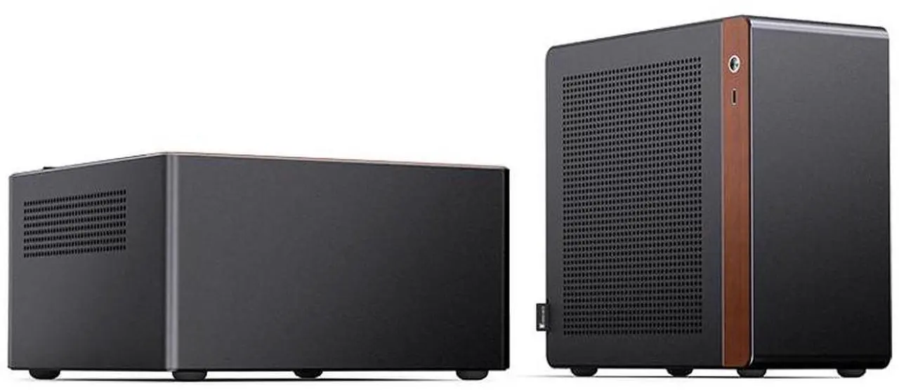 Alt view image 4 of 6 - JONSBO N10 BLACK MINI ITX PC Case, Aluminum Alloy with Walnut Trim Desktop Case, Standing or Lying , Compatible with 1U Flex PSU,Compact & Portable 4.5L SFF Case, With 2Fans,4x2.5"SSD, Black